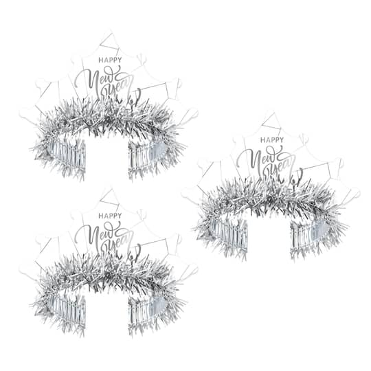Beistle White New Year Silver Tiaras, 50ct.